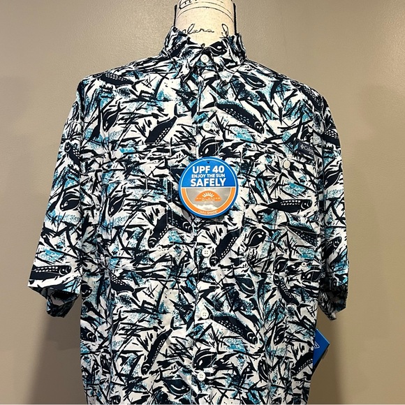 Columbia PFG Omni-Shade UPF 40 Fish Print Shirt - Picture 4 of 14